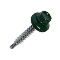 Саморіз Покрівельний по металу з буром 4,8x19 мм зелений (RAL 6005), шт